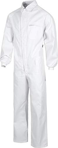 WORKTEAM Buzo de Trabajo Estilo Italiano con Cuello Camisero, Cremallera Doble Tirador, Multibolsillos y Espalda Elástica. Unisex Blanco 64