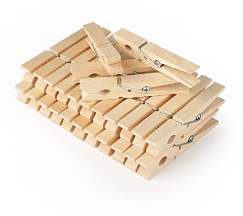 jijAcraft 100PCS Wooden Pegs 7.2CM: Clothes Pegs for Washing Line, Wooden Washing Peg for Arts and DIY Crafts, Strong Laundry Peg for Hanging Photo, Socks, Baby Clothes, Outdoor Indoor