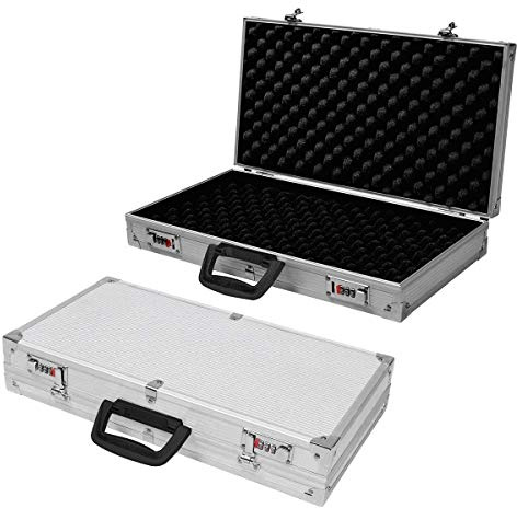 COSTWAY Custodia Dura in Alluminio per Armi, Valigetta per Pistole, Fucili con Serratura, 47 x 25 x 8,3 cm