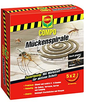 COMPO Mückenspirale, Schutz vor Stechmücken und Wespen, 10 Spiralen inkl. Halterung, Braun