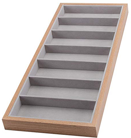 mixed24 Holz Vorlagebrett für 7 Brillen Brillenkoffer Brillentablett Brillenpräsentation Brillenaufbewahrung Brillenbox Brillendisplay Vorzeigetablett Vorlagetablett