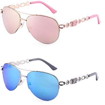 Gafas de sol Gafas De Sol Mujer Uv 400 Espejo Piloto Pink Pink White Sun Gasses Shades Dames