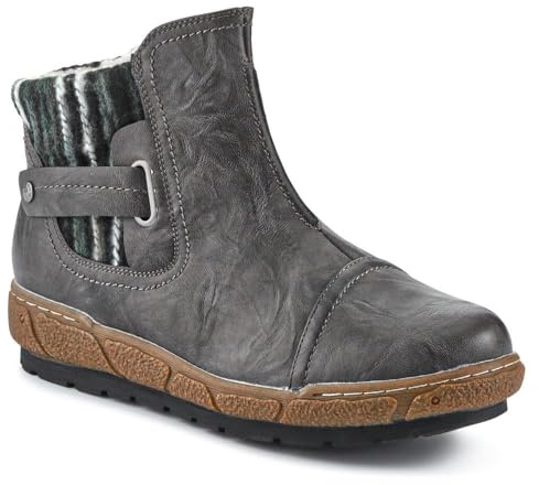 Pavers Knitted Cuff Ankle Boots - Grey Size 7