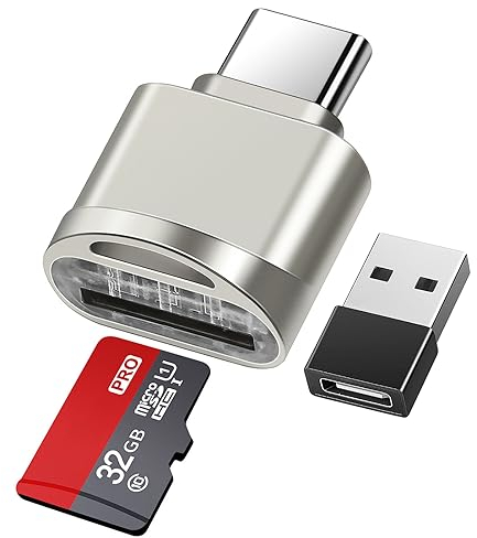 Leizhan Lector de Tarjetas TF/Micro SD Tipo-C, con Adaptador USB C a USB, Compatible con MacBook, Samsung Galaxy, Portátil, Teléfono USB-C