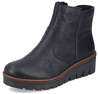 Rieker Damen Ankle Boots X9165, Frauen Stiefeletten,uebergangsstiefel,gefüttert,Winterstiefeletten,Stiefel,Bootee,Booties,schwarz (00),41 EU / 7.5 UK