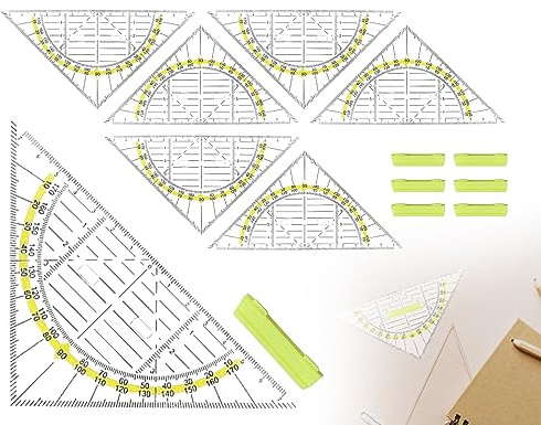 KAPSING 6 stycken geometri trianglar, geogrenar små av plast, transparent flexibel triangel, 14 cm triangelset för studenter kontor designer målning