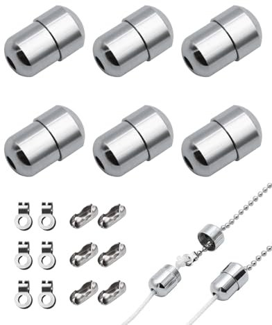CucuGo 6Pcs Blind Cord Connector, Bathroom Light Pull Cord Switch, Blind Chain Extension For Shower, Ceiling Light, Toilet Light, Blind Cord Safety Device With Roman Blind Clips