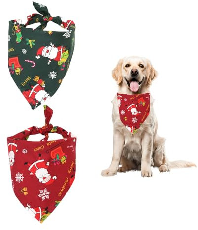 2 Stück Hundehalstuch Weihnachten,Halstuch Hund Weihnachts,weihnachtskostüm Hunde Bandana Hundekostüm,Dog Christmas Kostüm Haustier Bandanas,Weihnachtshund Halstücher für Klein Große Hundeschal Deko