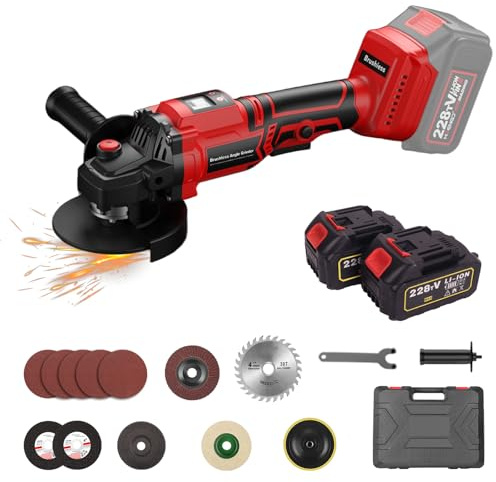 Iriisy Amoladora Angular a Bateria 21V Radial Pequeña (Ø disco 115 mm 9000 rpm) Mini Amoladora para Cortar y Amolar con Precisión