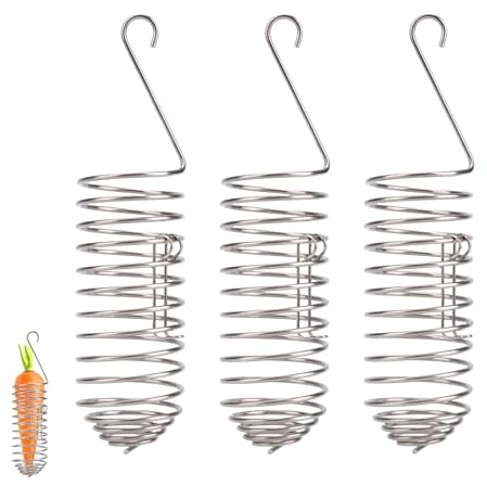 3pcs Support Friandises Oiseaux, Support Nourriture Perroquet en Acier Inoxydable Panier Suspendu Jouet à Mordiller Oiseaux Mangeoire à Épis Maïs Fruits Légumes Millet pour Ara Cacatoès Canari