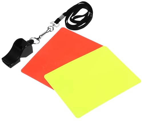 MAGICLULU Set Arbitre Football Professionnel avec Cartons Rouges et Jaunes Résistants Sifflet Inclus Kit Compact pour Match Sportif