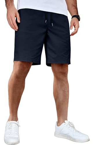 COOFANDY Pantalones cortos casuales de algodón pantalones cortos chinos de verano pantalones casuales cintura elástica con bolsillos