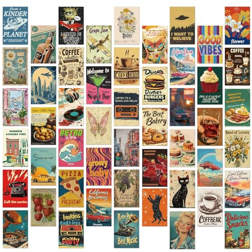 WincentLu 50 PCS Vintage Collectible Postcard Set-20th Century Classic Art Poster Nostalgic Style Images -Famous painting Posters & Transient Handwritten Postcards, Decorative Wall Card Postcards for DIY Card Paper