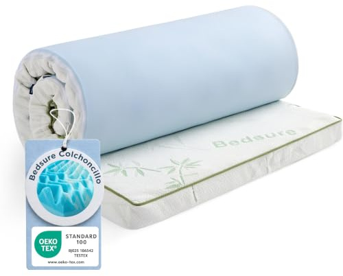 BEDSURE Topper Viscoelástico 90x190cm H2/H3 - Fibra bambú Transpirable 7cm