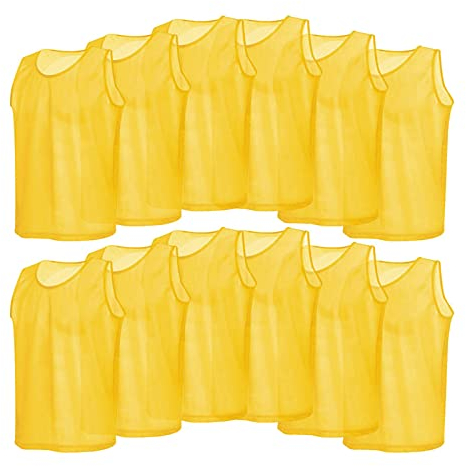 12er/Set Trainingsleibchen Erwachsene, Fußball Leibchen Trainingsweste Trainingsleibchen Markierungshemd für Volleyball Fußball Basketball (Farbe : Gelb)