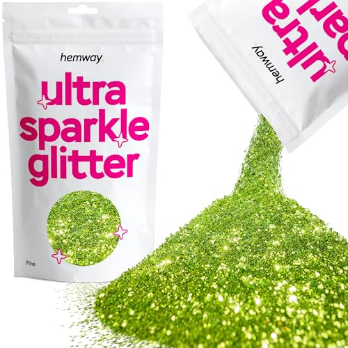 Hemway Ultra Sparkle Glitter Lime Green 100g Fine | Glitter for Arts & Craft, Makeup, Nail Art, Crafting, Card Making, Sparkle Decoration