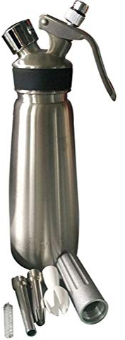 KUANDARM Sifone Panna montata 500ml - Dosatore in Alluminio da Cucina 3X beccucci Decorativi - Monta Freddo e Caldo per Salse Creme Mousse Decorazioni, 500ml