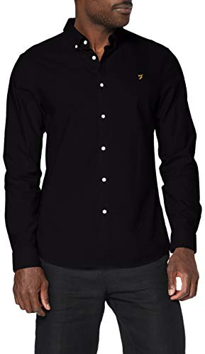 Farah Camisa a Cuadros para Hombre, Negro, L