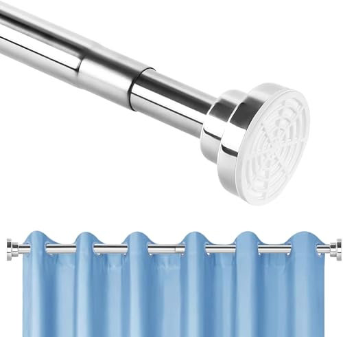 Rodivor Adjustable Shower Curtain Pole (105-180cm) - Extendable Tension Rod, Drill-Free Installation, Stainless Steel Telescopic Rod for Bathroom, Window, and Wardrobe