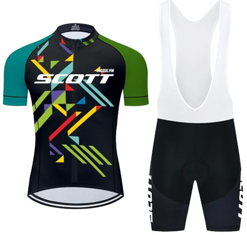 Moxilyn Ropa Ciclismo Set Manga Corta Mono Ciclismo Hombre Completo Ciclismo Verano para Bicicleta de MTB con Pantalones Cortos Acolchados de Gel Transpirable