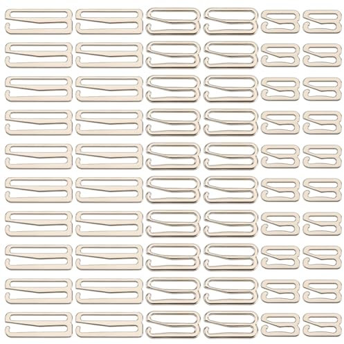 GORGECRAFT 60pz Ganchos de Metal para Correa de Sujetador Clips de Aleación para Traje de Baño Repuesto de Gancho Deslizante Ajustable para Trajes de Baño Lencería Bikini Vestido Platino 24/19/11mm