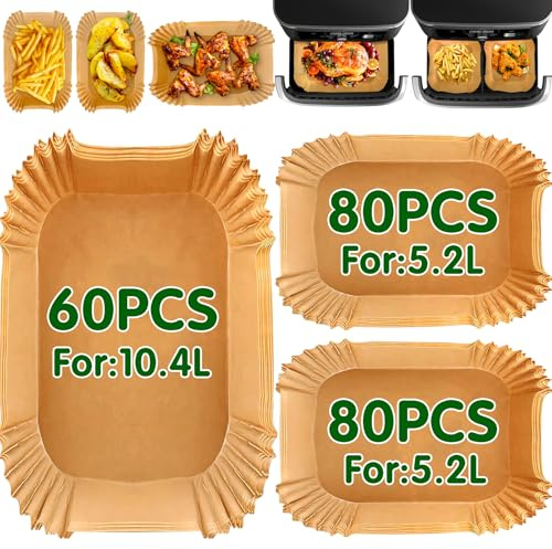 220 st bakpapper för Ninja Foodi Flexdrawer - kompatibelt med AF500EU-modeller - värmebeständig non-stick airfryer tillbehör - innehåller 60 stycken för 10,4 L och 160 stycken för 5,2 L