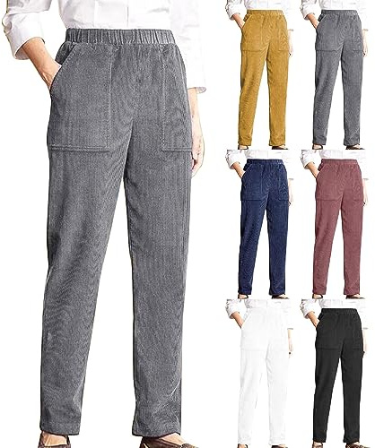 IQYU Pantalones de pana para mujer, holgados, pantalones de chándal largos, tallas grandes, sin puños, pantalones térmicos de invierno, pantalones de chándal con forro polar, pantalones de chándal