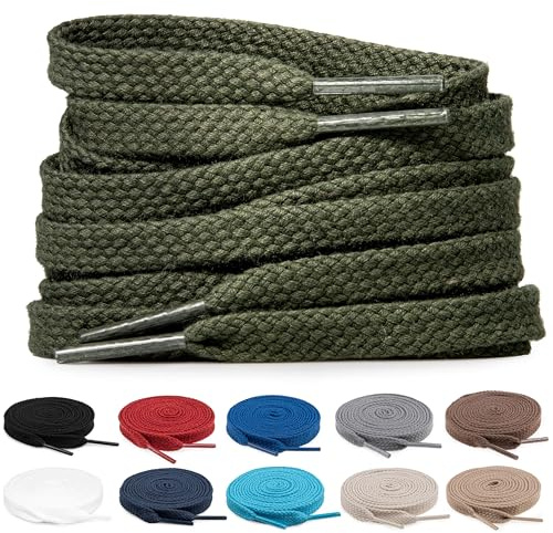 TULMERO 2 paia di lacci per scarpe da ginnastica, in 100% cotone, piatti, larghezza 8 mm, lacci di ricambio per scarpe da ginnastica, 120