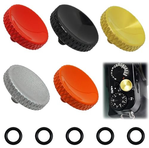 EuAcesry 5 Bouton de Déverrouillage Souple, Métallique Déclencheur en Cuivre Compatibles avec Les Appareils Photo Compatible avec Fuji, Ca-Non, Ni-kon, O-lympus (Rouge, Noir, Argent, Orange, Laiton)