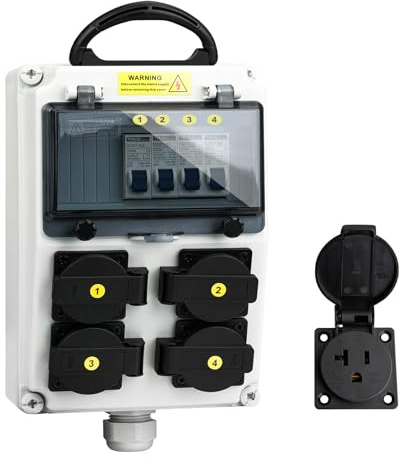 Electrical Outlet Box, Breaker Electrical Box, with IP44 NEMA 5-20 Power Outlet Box, Dustproof and Splash Proof Electrical Box, Suitable for Workshops, Workbenches, Construction Sites, Etc