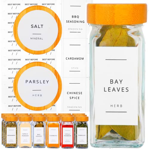 356 Spice Jar Labels Stickers for Jars, Bottles & Containers - Waterproof Labels for Herbs, Spices & Seasoning - Perfect for Kitchen Pantry Storage & Organisation
