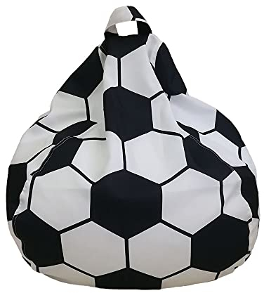 Highdi Kinder Plüschtasche mit Bohnen, Sitzsack für Erwachsene, Jugendliche, Aufbewahrung von Spielzeug, Aufbewahrung, Sitzsack, faltbar, tragbar, für Sessel, Dekoration, (60 x 70 cm, Fußball)