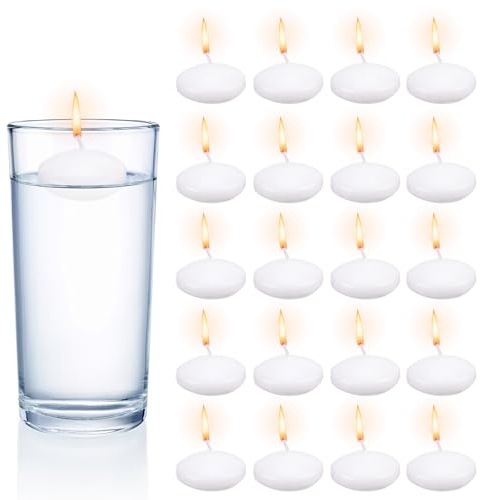 25 Stück Brenndauer 4 Stunden Premium Schwimmkerzen, Unparfümierte Schwimmkerzen, Paraffinwachs, Elfenbeinweiß, 42 x 22 mm