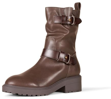 Amazon Essentials Stivali Biker a Metà Polpaccio con Gambale Corto Donna, Marrone Scuro, 38 EU