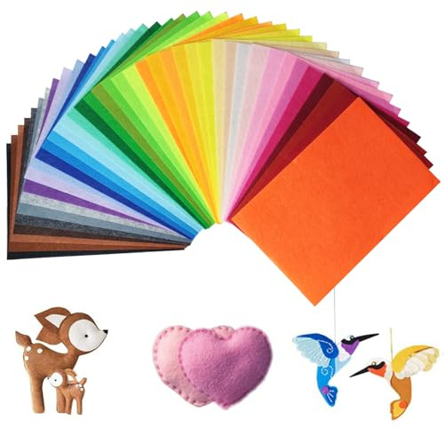 40pcs Felt Fabric Sheets -A4 Size Textile Fabrics DIY Craftwork, 40 Assorted Colors Used for Sewing and DIY Crafts,Christmas Ornament Crafts for Children Nonwoven