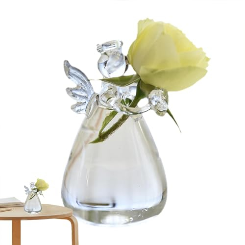 Vase de fleurs d'ange en verre - Vase hydroponique décoratif transparent pour la maison