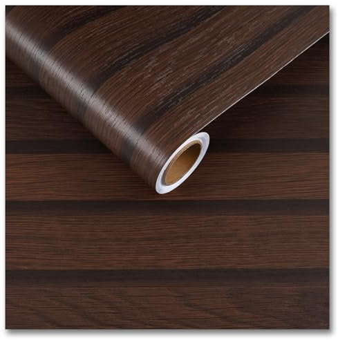 CRE8TIVE Papier peint à lattes de bois marron à décoller et à coller - Papier peint texturé effet bois - 30 cm x 200 cm - Plan de travail amovible - Revêtement en vinyle imperméable - Pour chambre à