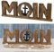 Cepewa Schriftzug 'Moin' Anker schwarz | 50x16x2,5cm Mangoholz Aluminium | Dekoaufsteller Tischdeko Aufsteller maritim (1 x Schriftzug Moin Anker schwarz 50x16cm)