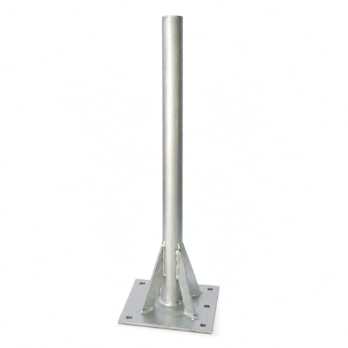 CABLEPELADO Soporte Tubular de Suelo para Antena Parabólica Ø60 mm x 750 mm | Acero Galvanizado Zinc + RPR | Base Reforzada con 4 Anclajes | Mástil para Antenas Parabólicas 120-130 cm