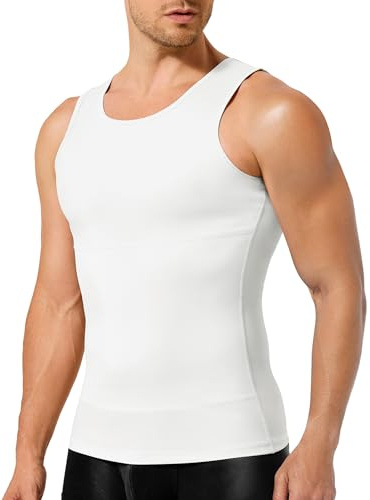 TAILONG White Compression Shirt Men Shapewear Slimming Body Shaper Vest Compression Tank Top Undershirt