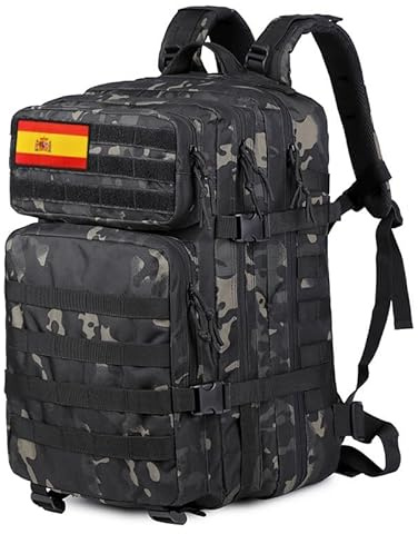 Xadmax - Mochila Militar, 45 Litros, Mochila Tactica, Muy espaciosa con varios compartimentos, Resistente, Impermeable, Ideal para viajes y senderismo, Mochilas Hombre