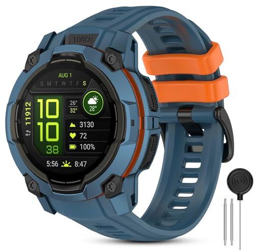 CHULN 22mm Silikon Armband Kompatibel mit Garmin Instinct 3 45mm AMOLED/Instinct 3 Solar 45mm, Einstellbares Sport Ersatzarmband für Smartwatch.(No host)