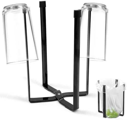 Scolabottiglie per Borracce,Portabottiglie Scolabottiglie Pieghevole, Scola Borracce, Metallo Scola Bottiglie, Scolabiberon per Cucina Sacchi Spazzatura, Supporto Sacco Spazzatura Piccolo, 21.5 cm