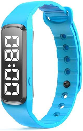 Orologio digitale con contapassi per il fitness, senza app e cellulare, per bambini, con sveglia, data 12/24H, per il fitness tracker, digitale, da corsa, per lo sport, da uomo, donna, ragazzo