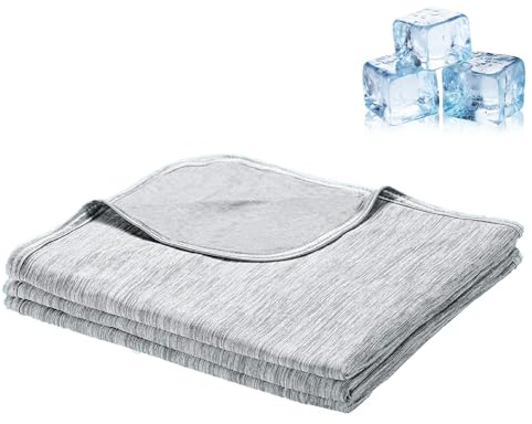 Eznaobo 150 * 200cm Cooling Blanket for Night Sweats, Summer Blanket for Hot Sleepers, Instant Cooling Relief with Cold Fabric, Breathable Lightweight Blanket for Bed Sofa Travel (grey)