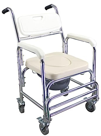 QZQJUILU Sedia da Toilette Multiuso per Sedia a rotelle con braccioli Imbottiti, poggiapiedi Pieghevole, Portatile, per Il Trasporto, Adatta ad Anziani, Donne Incinte e Persone con Mobilità ridotta.