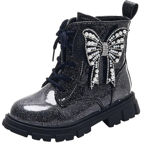 Ragazze Stivali Bambini Coreano Edizione Ragazza Stivali Scarpe Comode Per L'Inverno, Nero , 33