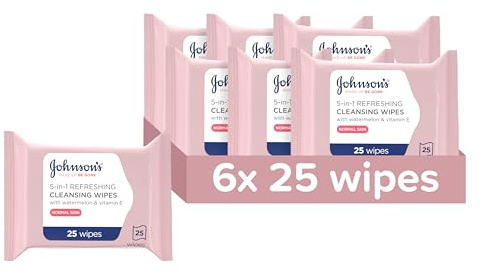 Johnson's Face Care Make Up Be Gone Refreshing Wipes - Pack of 6 x 25 Wipes