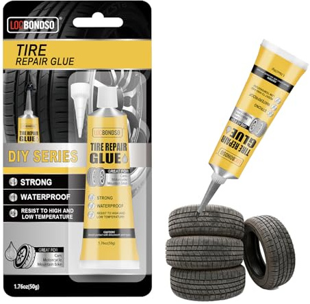 LOCBONDSO Tire Repair Adhesive Glue,Black Tyre Repair,Puncture Repair Glue | Waterproof, Temperature Resistant, Quickly Repairs Cracks, Holes, and Peeling of Various, 50g