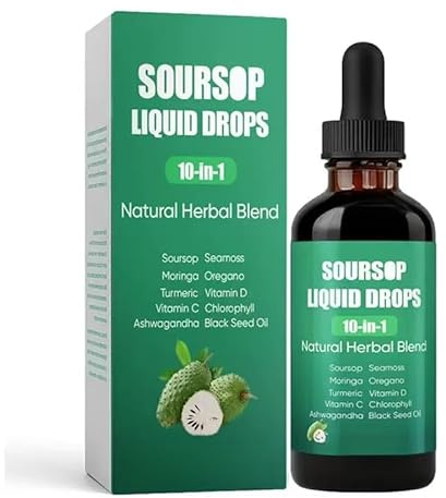 BPZAQXWSC Fórmula herbal de guanábana 10 en 1 - Para comodidad digestiva, alivio de la fatiga, iluminación del hígado, apoyo inmunológico, regeneración celular y antioxidante, vegano, no transgénico